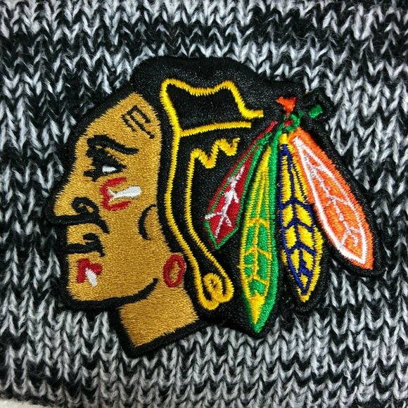 Chicago Blackhawks Zephyr NHL Logo Embroidered Beanie Knit Hat Hockey Gray Black - Picture 2 of 10